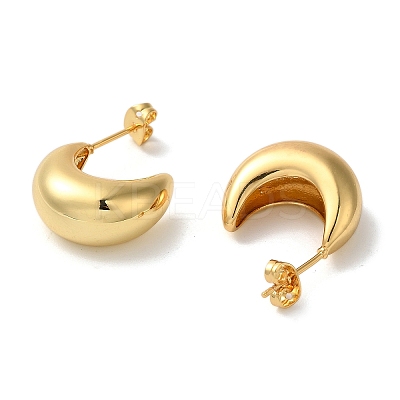 Rack Plating Brass Curved Midi Stud Earrings EJEW-L224-55G-1