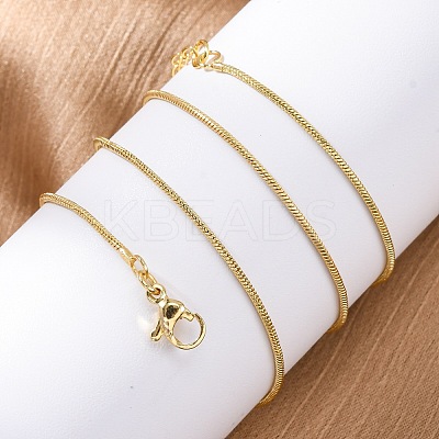 Brass Round Snake Chain Necklaces for Women NJEW-D302-15G-1