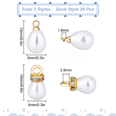 40Pcs 2 Style ABS Plastic Imitation Pearl Charms KK-SC0002-89-1