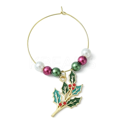 Christmas Theme Plastic Beaded 316 Surgical Stainless Steel Wine Glass Charms AJEW-JO00192-1