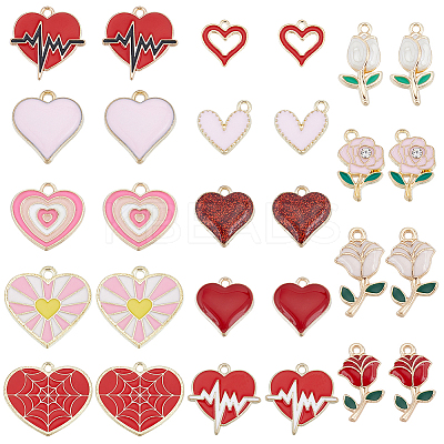 56Pcs 14 Style Alloy Enamel Pendants ENAM-SC0004-53-1