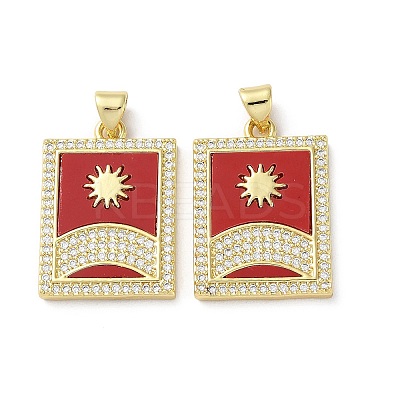 Brass Micro Pave Clear Cubic Zirconia Pendants KK-C045-09G-1