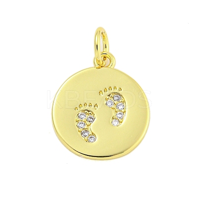 Round Rack Plating Brass Micro Pave Clear Cubic Zirconia Pendants KK-U021-01G-1