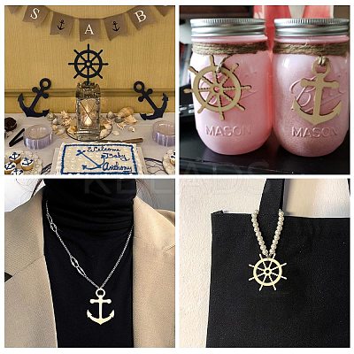 100pcs 2 Styles Nautical Theme Wood Big Pendants WOOD-CJ0001-72-1