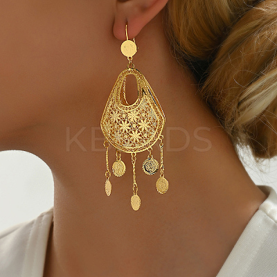 Alloy Hollow Coin Hoop Earrings for Middle Eastern Bride Wedding Jewelry JG4964-1