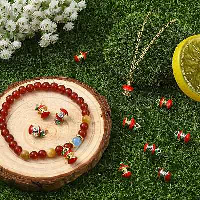 16Pcs 2 Colors Apple Alloy Enamel Charms ENAM-CJ0007-48-1