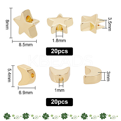40Pcs 2 Style Brass Beads KK-GO0001-04-1