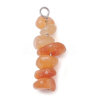 Gradient Color Natural Red Aventurine & Natural Sunstone & Natural Topaz Jade Chip Beaded Pendants PALLOY-JF02791-09-1