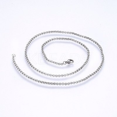Tarnish Resistant 304 Stainless Steel Cable Chain Necklaces LS-NJEW-P226-02P-01-1