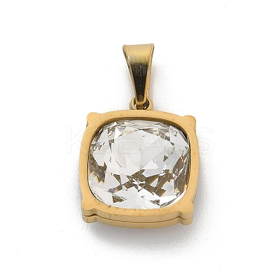304 Stainless Steel Glass Rhinestone Pendants STAS-L281-010G-02-1