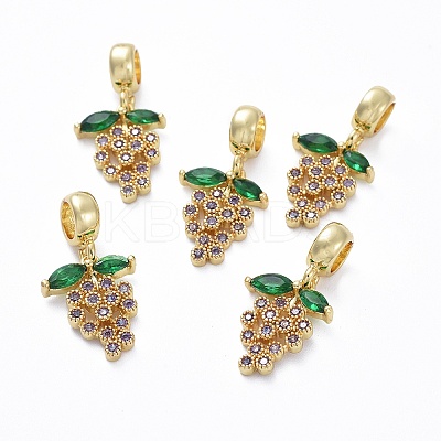 Brass Micro Pave Cubic Zirconia European Dangle Charms LS-ZIRC-F074-05G-1
