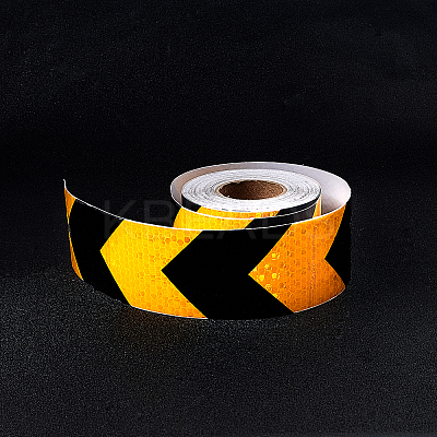 2" X 33ft Reflective Hazard Warning Tape Yellow Black High Intensity Waterproof Reflector Safety Tape Marking Tape for Outdoor Steps AJEW-GF0001-54A-1