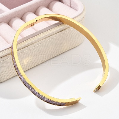 304 Stainless Steel Rhinestone Bangles for Women BJEW-Z092-02G-1