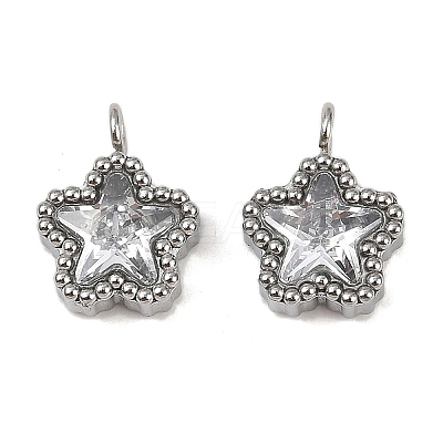 304 Stainless Steel Micro Pave Cubic Zirconia Charms STAS-K302-01A-P-1