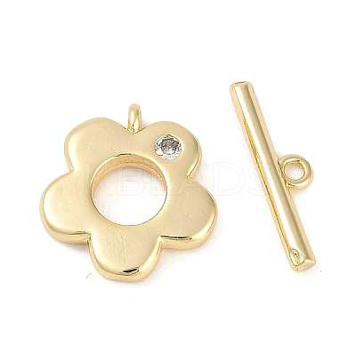 Brass Micro Pave Clear Cubic Zirconia Toggle Clasps LS-KK-K391-19G-1