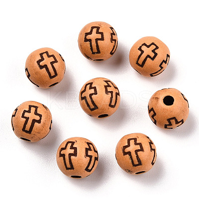 Imitation Wood Acrylic Beads SACR-R830-04-1