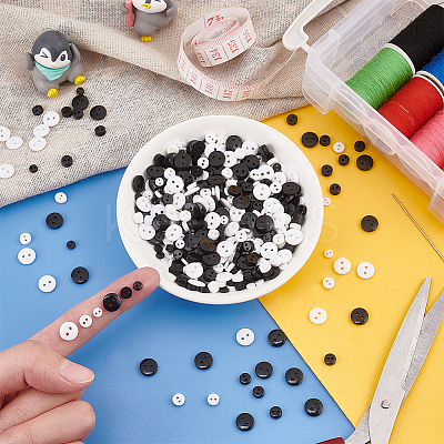 600Pcs 6 Style Nylon & Resin Tiny Button Sets BUTT-FG0001-18-1