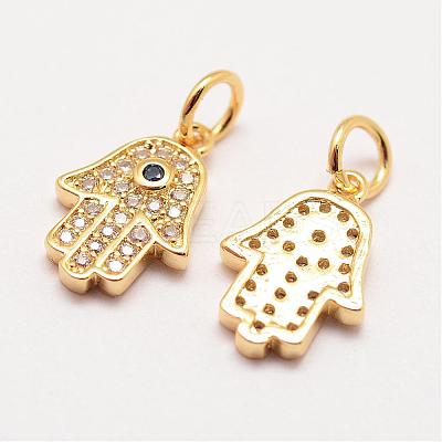 Brass Micro Pave Grade AAA Cubic Zirconia Charms ZIRC-G090-22G-NR-1