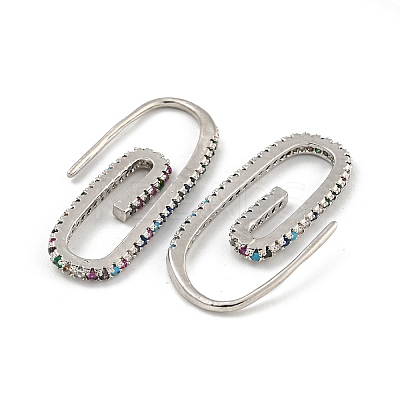 Rack Plating Brass Micro Pave Clear Cubic Zirconia Dangle Earring EJEW-C102-04P-02-1