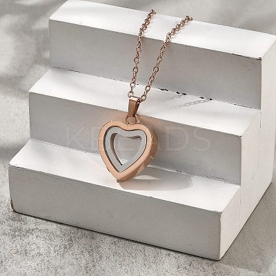 304 Stainless Steel Heart Urn Ashes Necklaces STAS-Z106-09RG-02-1