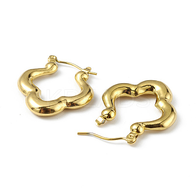 Ion Plating(IP) 304 Stainless Steel Flower Hoop Earrings for Women EJEW-I284-13G-1