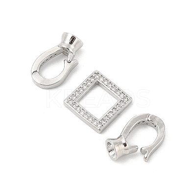 Brass Micro Pave Clear Cubic Zirconia Fold Over Clasps KK-U059-18P-1