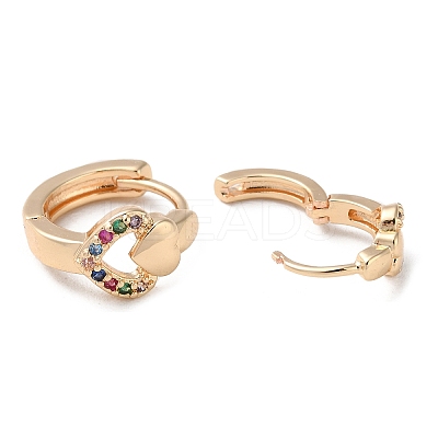 Rack Plating Brass Micro Pave Colorful Cubic Zirconia Hoop Earrings EJEW-P238-10KCG-1