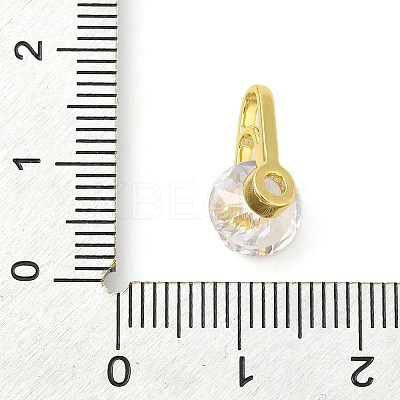 Flat Round Rack Plating Brass with Cubic Zirconia Pendants Charms KK-S396-21-1