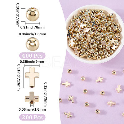 600Pcs 2 Styles CCB Plastic Beads CCB-SP0001-15B-1