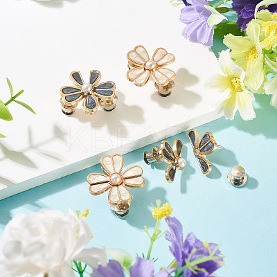 4Pcs 2 Colors Flower Alloy Enamel Adjustable Jean Button Pins DIY-TA0014-92-1