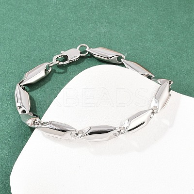 304 Stainless Steel Rhombus Link Chain Bracelets for Men Women BJEW-G766-03P-02-1