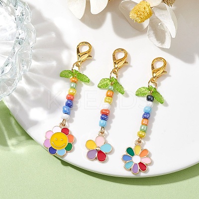 3Pcs Glass Seed Bead Pendant Decorations HJEW-MZ00052-1