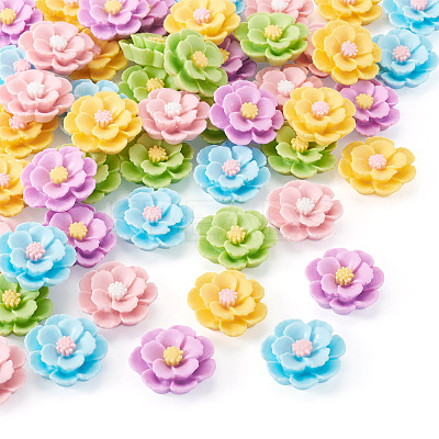 50Pcs 5 Colors 3D Opaque Resin Cabochons RESI-TA0005-02-1
