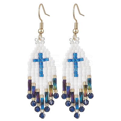 Glass Seed Beads Dangle Earrings EJEW-MZ00737-02-1