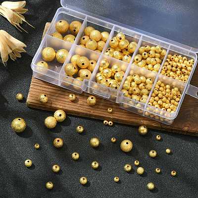 468Pcs 5 Style Brass Round Textured Spacer Beads KK-CJ0002-13-1