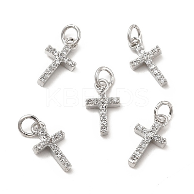 Brass Micro Pave Cubic Zirconia Charms KK-E068-VB259-1