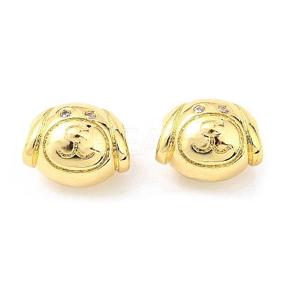 Brass Micro Pave Cubic Zirconia European Beads KK-M247-09G-1