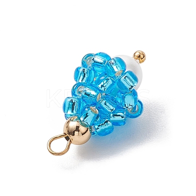 Glass Seed Beaded Teardrop Pendants PALLOY-MZ00636-1