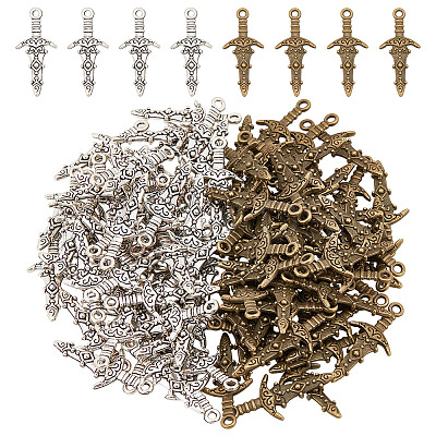 100Pcs 2 Colors Tibetan Style Alloy Pendants FIND-AR0004-46-1