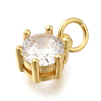 Brass Pave Cubic Zirconia Pendants KK-V002-23G-01-1
