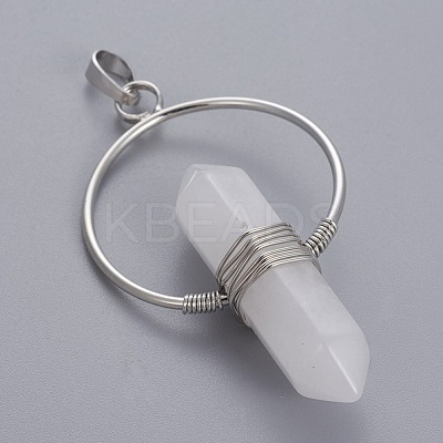 Natural Quartz Crystal Double Terminated Pointed Pendants G-G771-A07-1