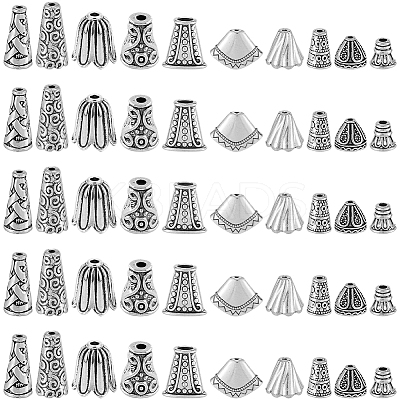 100Pcs 10 Styles Alloy Bead Cone FIND-SP0003-54-1