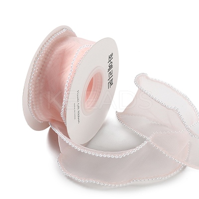 5 Yards ABS Pearl Edged Mesh Ribbon for Bowknot Making OCOR-B004-01A-01-1