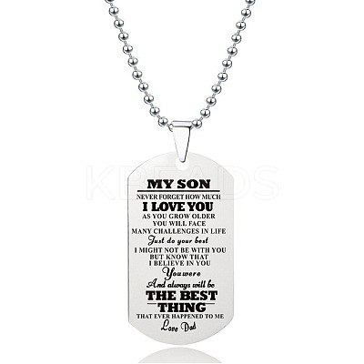 201 Stainless Steel To My Son Dog Tag Pendant Ball Chain Necklaces FS-WG527E6-17-1