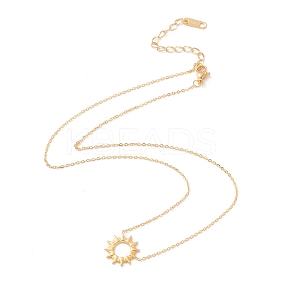 Ion Plating(IP) 304 Stainless Steel Sun Pendant Necklace for Women NJEW-F292-05G-1