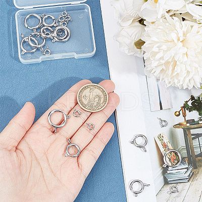 24Pcs 4 Styles 304 Stainless Steel Spring Ring Clasps STAS-GO0001-22-1