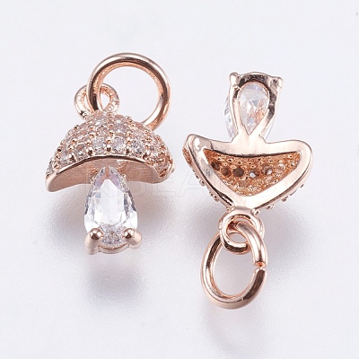 Brass Micro Pave Cubic Zirconia Charms RB-I077-25RG-RS-1