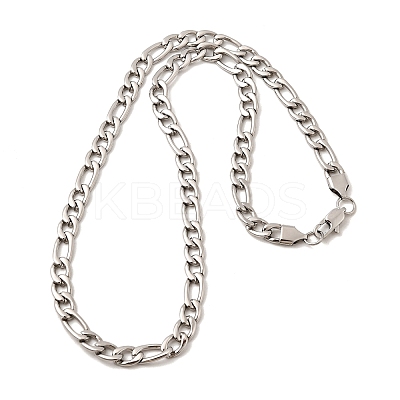 7MM 304 Stainless Steel Figaro Chain Necklaces for Women Men NJEW-B134-04A-P-1