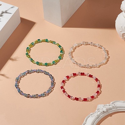 Glass Seed Bead Beaded Bracelets for Women BJEW-JB09285-1