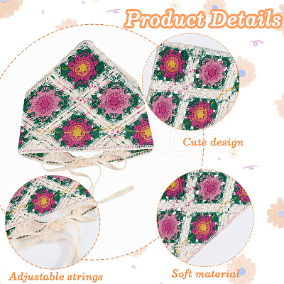 Flower Pattern Acrylic Fibers Knitted Triangle Headscarf AJEW-WH20001-82A-1